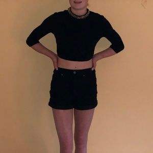 Gold embellished crop top